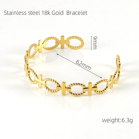 Stainless Steel And Titanium Geometric Retro Bracelet With Electroplating Treatment