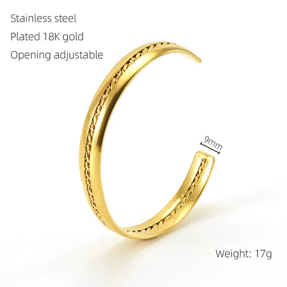 Stainless Steel And Titanium Geometric Retro Bracelet With Electroplating Treatment