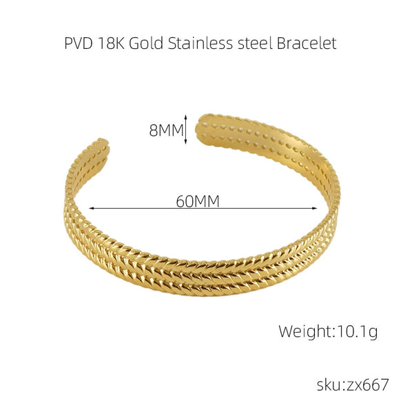 Stainless Steel And Titanium Geometric Retro Bracelet With Electroplating Treatment