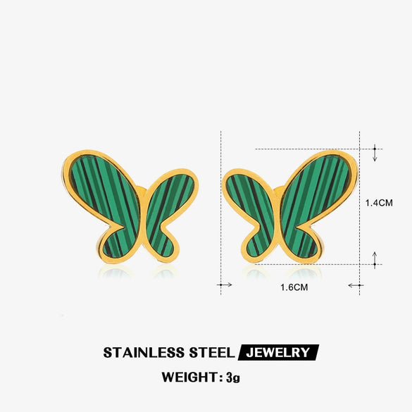 Stainless Steel And Titanium Steel Animal Pattern Jewelry Set With Electroplating For Women Butterfly Earrings And Necklace