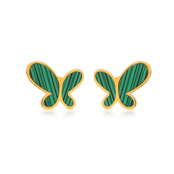 Stainless Steel And Titanium Steel Animal Pattern Jewelry Set With Electroplating For Women Butterfly Earrings And Necklace