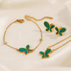 Stainless Steel And Titanium Steel Animal Pattern Jewelry Set With Electroplating For Women Butterfly Earrings And Necklace