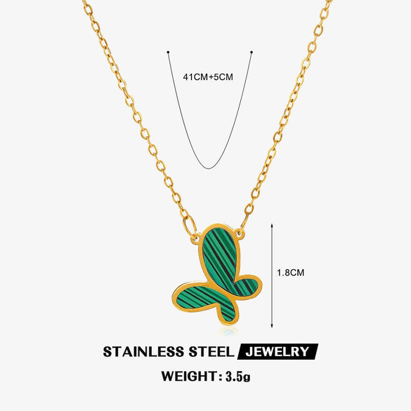 Stainless Steel And Titanium Steel Animal Pattern Jewelry Set With Electroplating For Women Butterfly Earrings And Necklace