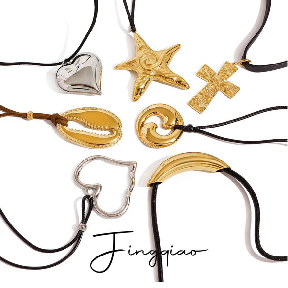 Stainless Steel And Titanium Steel Animal Style Starfish Necklace With Geometric Pattern And Electroplating Treatment For Women