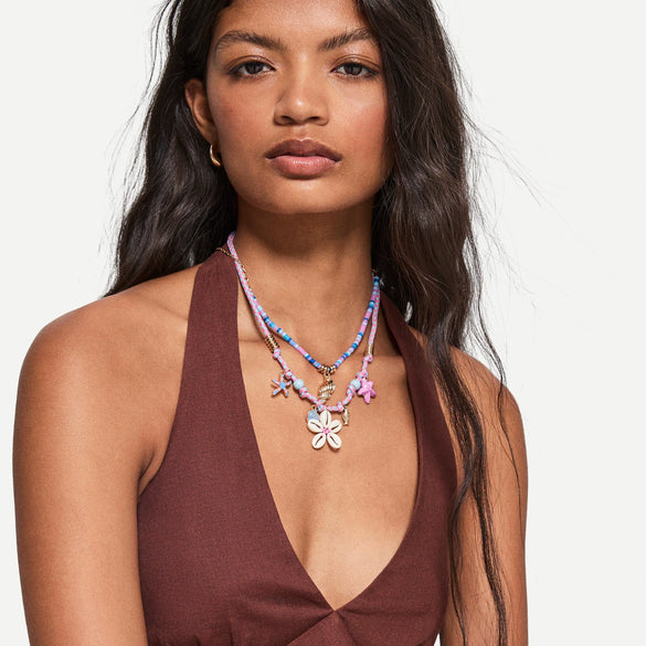 Stainless Steel And Titanium Steel Animal Zodiac Beaded Pearl Necklace For Women With Electroplating Processing