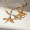 Stainless Steel And Titanium Steel Animal Zodiac Starfish Pendant Necklace With Electroplating Jewelry