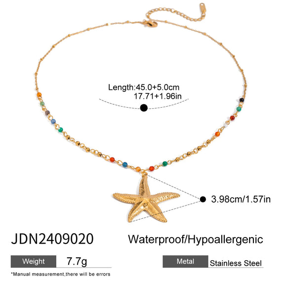 Stainless Steel And Titanium Steel Animal Zodiac Starfish Pendant Necklace With Electroplating Jewelry