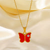 Stainless Steel And Titanium Steel Animals Zodiac Electroplated Devil's Eye Butterfly Clavicle Necklace For Women