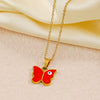 Stainless Steel And Titanium Steel Animals Zodiac Electroplated Devil's Eye Butterfly Clavicle Necklace For Women