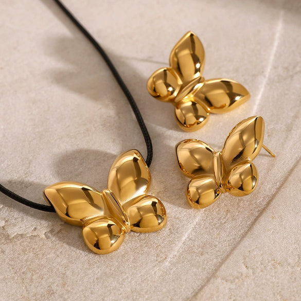 Stainless Steel And Titanium Steel Animals Zodiac Jewelry Electroplated Necklace And Earrings For Women