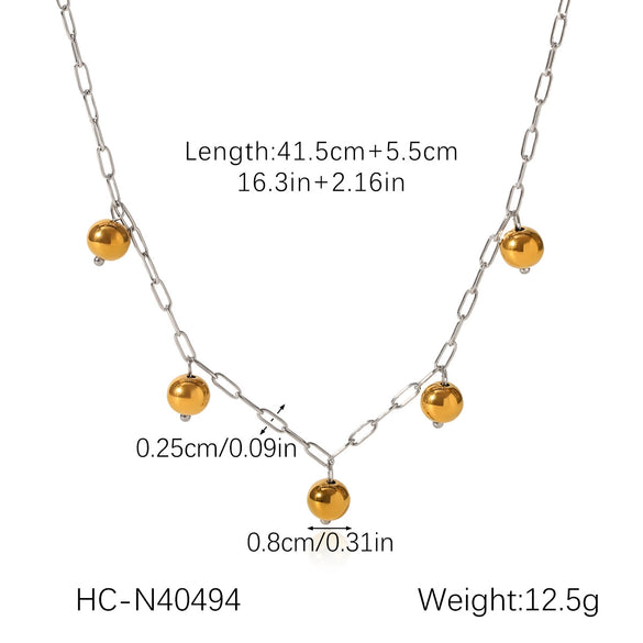 Stainless Steel And Titanium Steel Ball Chain Geometric Pattern Electroplated Women's Necklace
