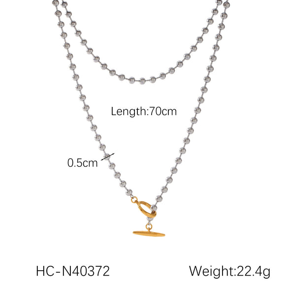 Stainless Steel And Titanium Steel Ball Chain Geometric Pattern Electroplated Women's Necklace