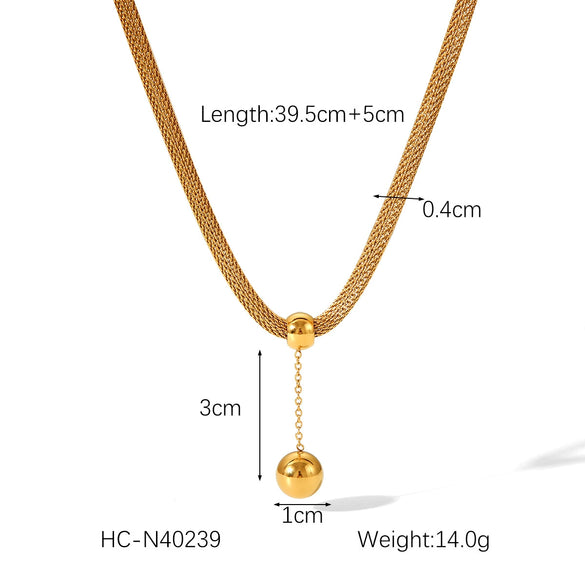 Stainless Steel And Titanium Steel Ball Chain Geometric Pattern Electroplated Women's Necklace