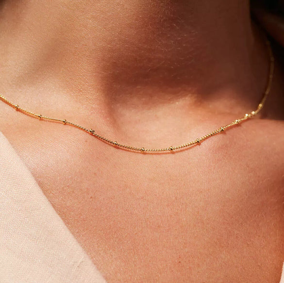 Stainless Steel And Titanium Steel Ball Chain Necklace For Women Geometric Style Electroplated