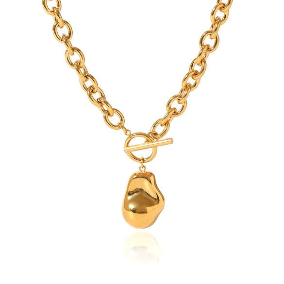 Stainless Steel And Titanium Steel Baroque Pendant Jewelry Suit With Colormatching Overlapped Ring Electroplated