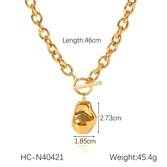 Stainless Steel And Titanium Steel Baroque Pendant Jewelry Suit With Colormatching Overlapped Ring Electroplated