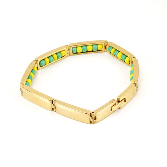 Stainless Steel And 316L Stainless Steel Bead Bracelet With Letters Numbers Text Electroplated For Women