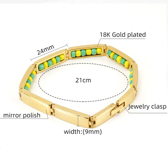 Stainless Steel And 316L Stainless Steel Bead Bracelet With Letters Numbers Text Electroplated For Women