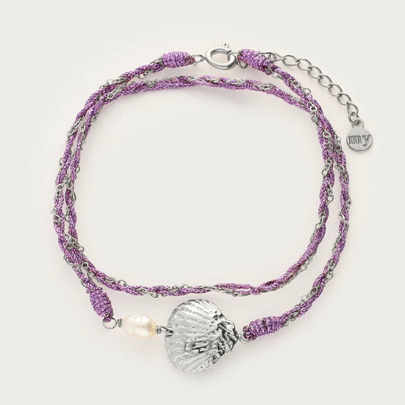 Stainless Steel And Titanium Steel Bracelet With Natural Baroque Pearl Conch Pendant Electroplating Design