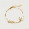 Stainless Steel And Titanium Steel Butterfly Women's Bracelet With Electroplating And Zircon