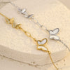 Stainless Steel And Titanium Steel Butterfly Women's Bracelet With Electroplating And Zircon
