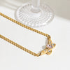 Stainless Steel And Titanium Steel Butterfly Zircon Necklace Electroplated For Women