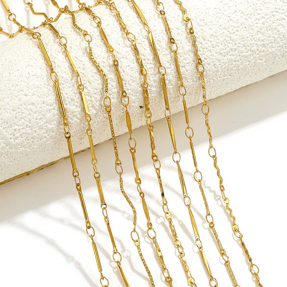 Stainless Steel And Titanium Steel Chain Accessories Electroplated 18K Gold Stick S Chain Strip Jewelry