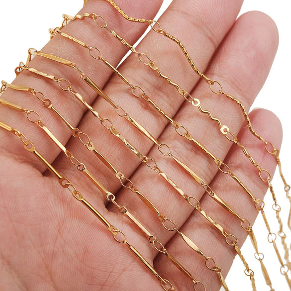 Stainless Steel And Titanium Steel Chain Accessories Electroplated 18K Gold Stick S Chain Strip Jewelry
