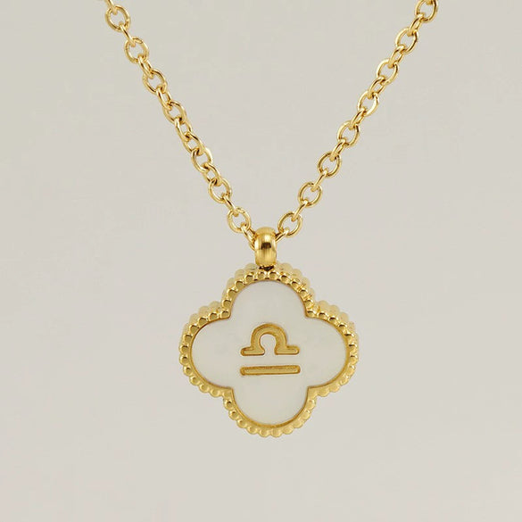 Stainless Steel And Titanium Steel Clover And Constellation Pendant Necklace For Women With Electroplating Treatment