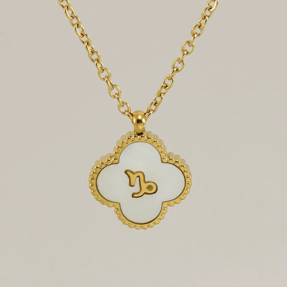 Stainless Steel And Titanium Steel Clover And Constellation Pendant Necklace For Women With Electroplating Treatment
