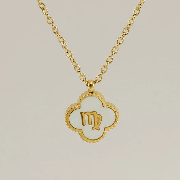 Stainless Steel And Titanium Steel Clover And Constellation Pendant Necklace For Women With Electroplating Treatment