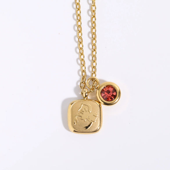 Stainless Steel And Titanium Steel Constellation Pendant Necklace With 18K Gold Electroplating