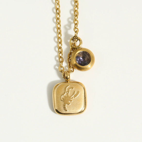 Stainless Steel And Titanium Steel Constellation Pendant Necklace With 18K Gold Electroplating