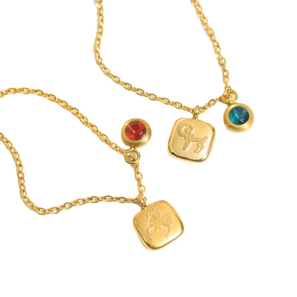 Stainless Steel And Titanium Steel Constellation Pendant Necklace With 18K Gold Electroplating
