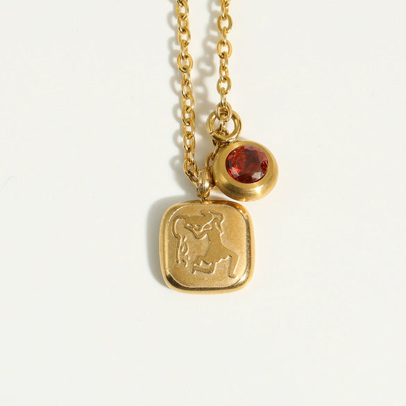 Stainless Steel And Titanium Steel Constellation Pendant Necklace With 18K Gold Electroplating