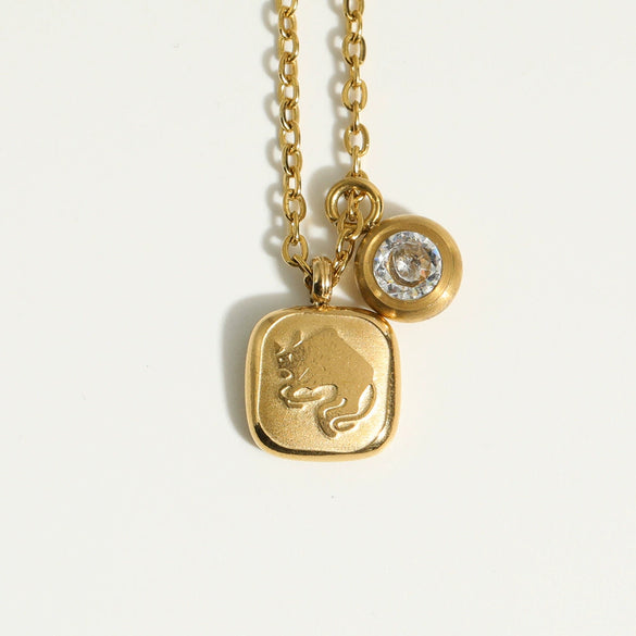 Stainless Steel And Titanium Steel Constellation Pendant Necklace With 18K Gold Electroplating