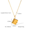 Stainless Steel And Titanium Steel Couple Book Pendant Necklace With Geometric Pattern Electroplated For Women