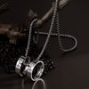 Stainless Steel And Titanium Steel Couple Ring Necklace With Stickman Cartoon Character Pearl Chain Seiko Design