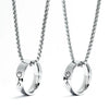 Stainless Steel And Titanium Steel Couple Ring Necklace With Stickman Cartoon Character Pearl Chain Seiko Design