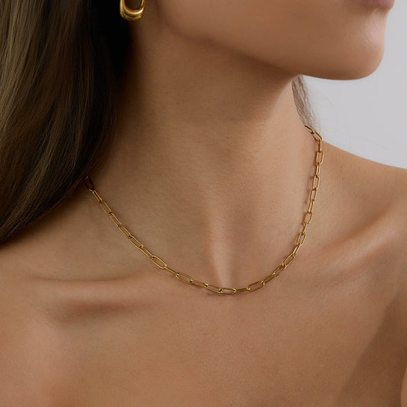 Stainless Steel And Titanium Steel Cross Chain Necklace With Geometric Design And Electroplating For Women