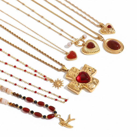 Stainless Steel And Titanium Steel Cross Geometric Pattern Electroplated Women's Necklace