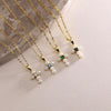 Stainless Steel And Titanium Steel Cross Necklace With Natural Baroque Specialshaped Pearl Set With Zircon Diamonds And Letters Numbers Text Pattern