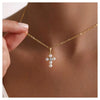 Stainless Steel And Titanium Steel Cross Necklace With Natural Baroque Specialshaped Pearl Set With Zircon Diamonds And Letters Numbers Text Pattern