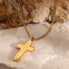 Stainless Steel And Titanium Steel Cross Pendant Necklace With Zircon Electroplated Jewelry