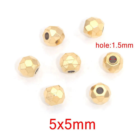 Stainless Steel And Titanium Steel Curved Beads Vacuum Gold Plated Handmade Jewelry Accessories With Hirback Pattern For Bracelet And Necklace