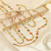 Stainless Steel And Titanium Steel Daisy Chain Clavicle Chain Necklace With Geometric Pattern And Electroplating Treatment