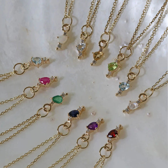 Stainless Steel And Titanium Steel Dopamine Necklace With Drop Shape Twelve Birthstone Pendants Electroplated Simple Minimalist Style Unisex