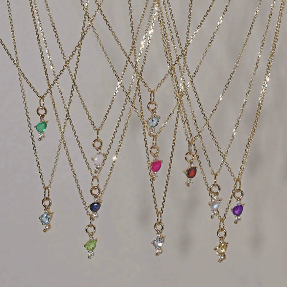 Stainless Steel And Titanium Steel Dopamine Necklace With Drop Shape Twelve Birthstone Pendants Electroplated Simple Minimalist Style Unisex
