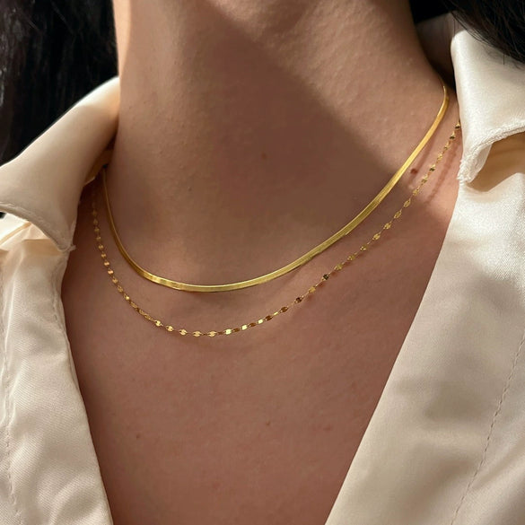 Stainless Steel And Titanium Steel Double Lip Chain Snake Bone U Shape Hiphop Women's Light Luxury Niche Design Sense Clavicle Chain Necklace Accessories With Electroplating