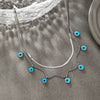 Stainless Steel And Titanium Steel Doublelayer Pendant Necklace For Women With Blue Devil's Eye Design And Electroplating Technique